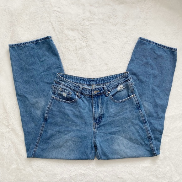 SHEIN | Blue high waisted straight leg jeans - Picture 3 of 7